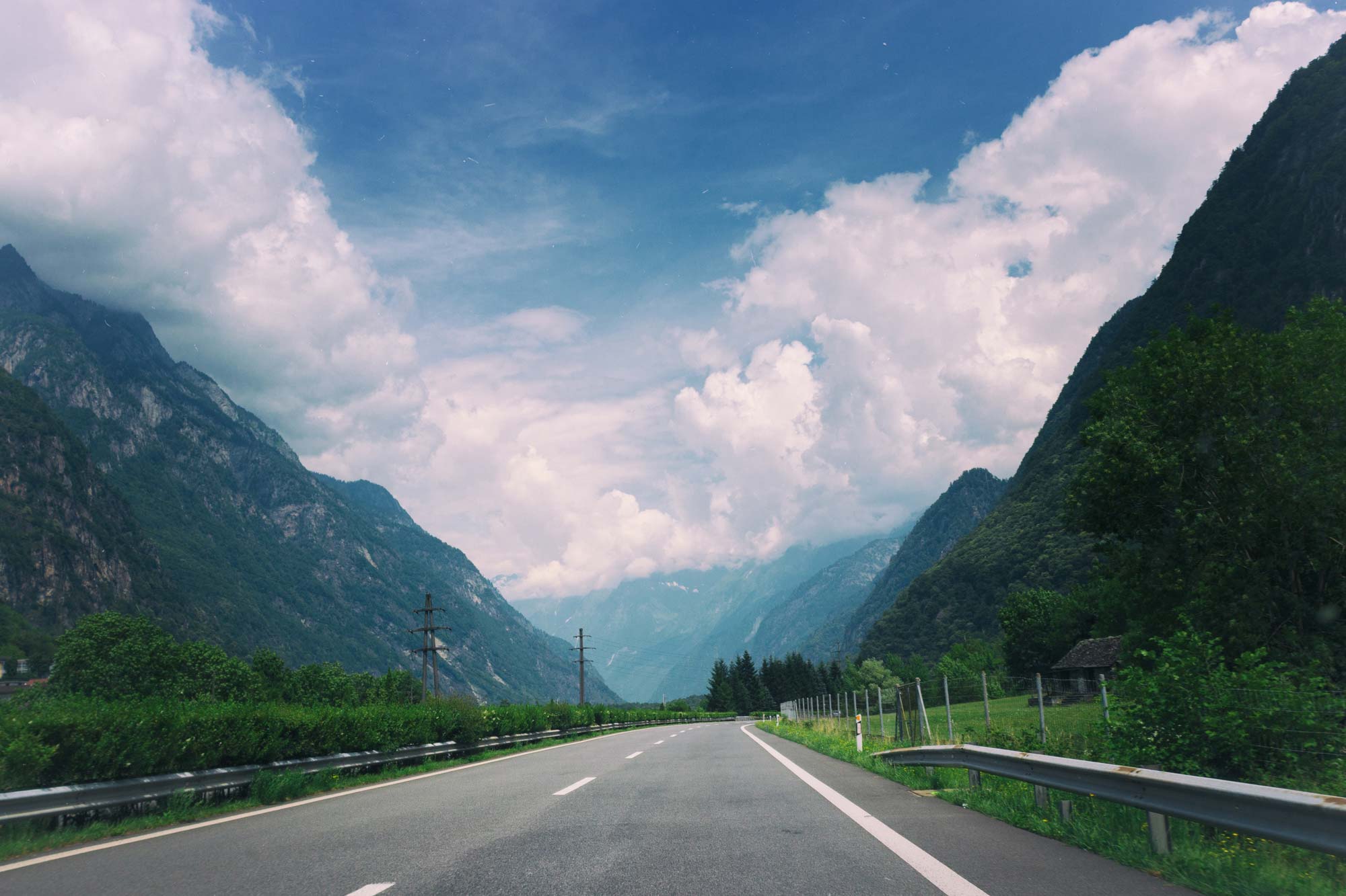 Alpine road through mountain valley