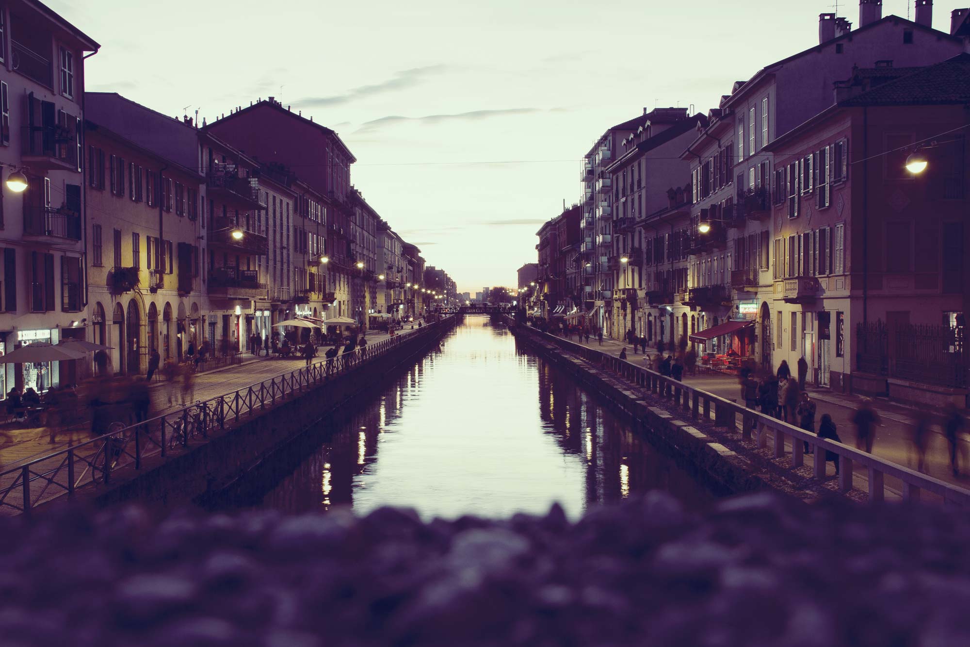 Milan canal at dusk